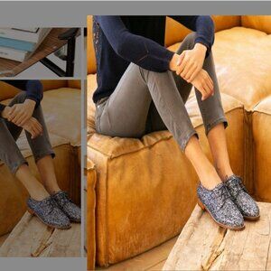 BOBBIES Paris Glitter Oxford Shoes 6.5 (37 EU)  Black Sparkle Derby Womens Flats